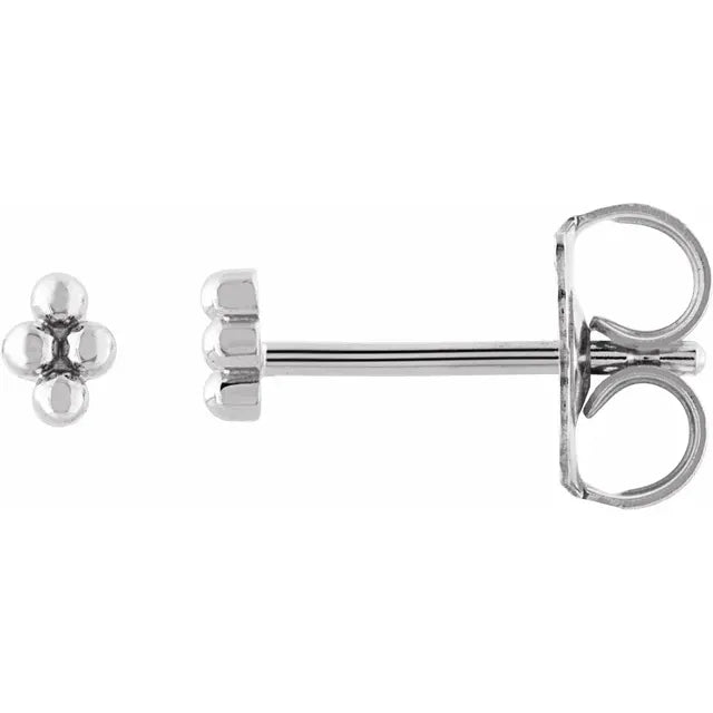 14K Tiny Four Bead Stud