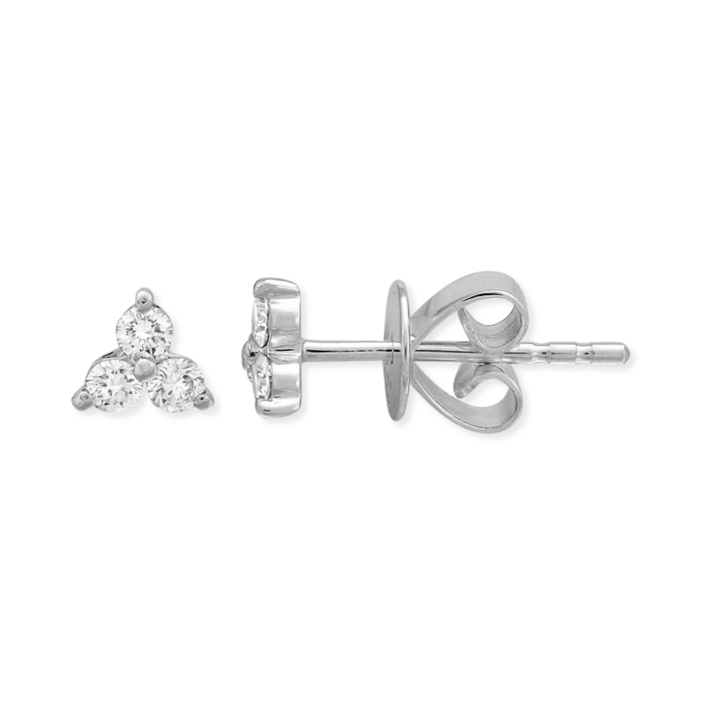 14K Trio Diamond Stud