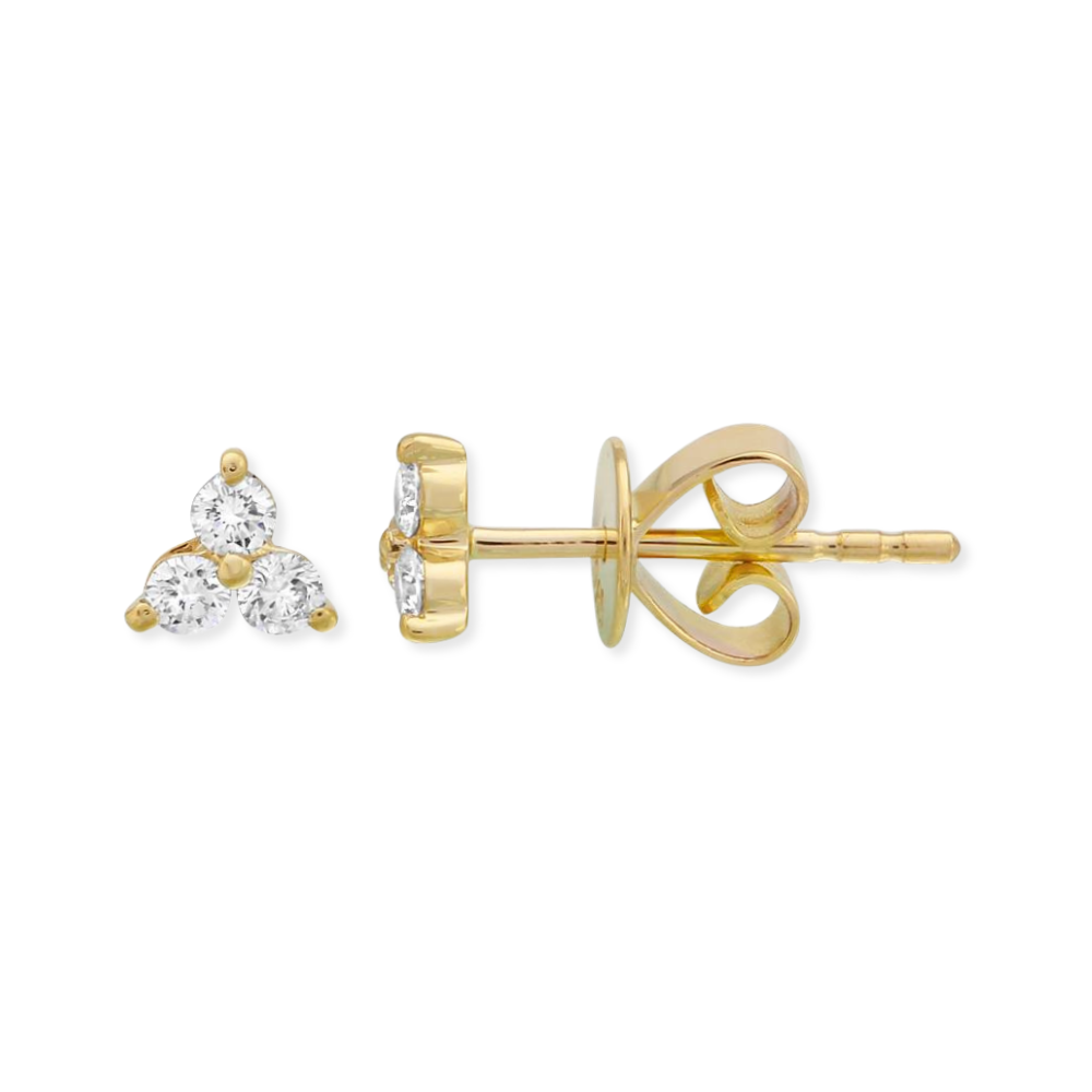 14K Trio Diamond Stud