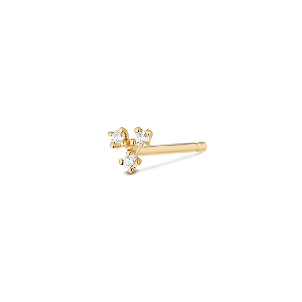 14K Trio Diamond Stud