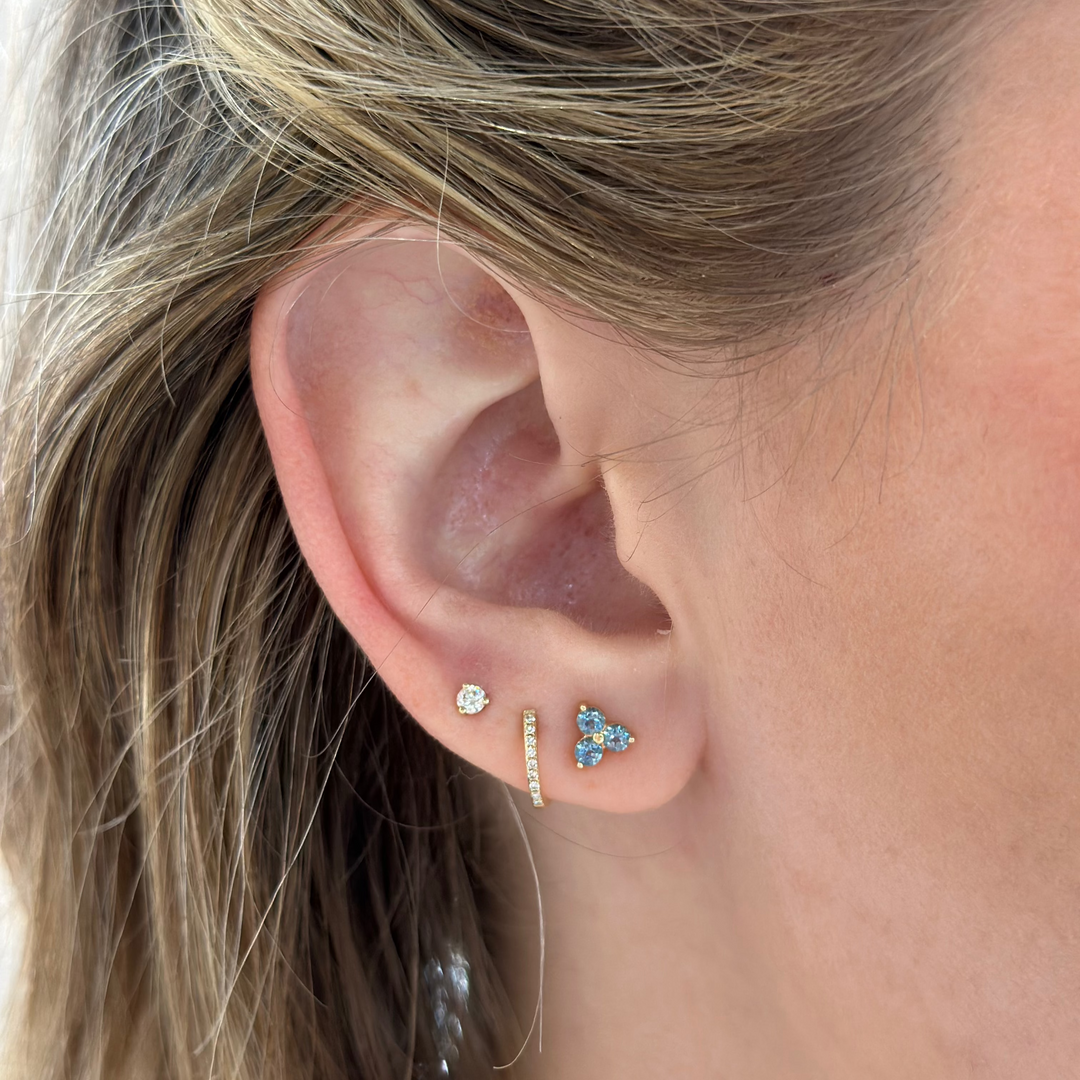 14K Trio Gemstone Studs