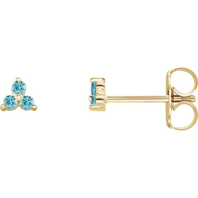 14K Trio Gemstone Studs