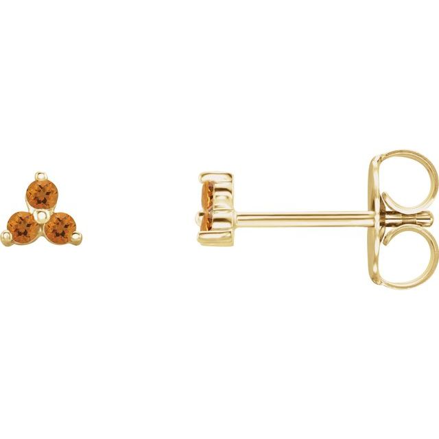 14K Trio Gemstone Studs