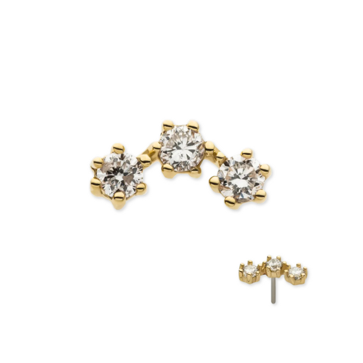 14K Triple Arched Lab Grown Diamond Flat Back Stud