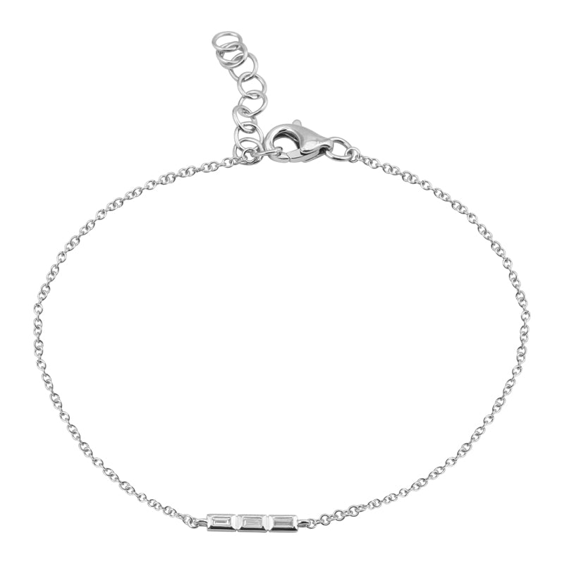 14K Triple Baguette Diamond Bezel Bracelet