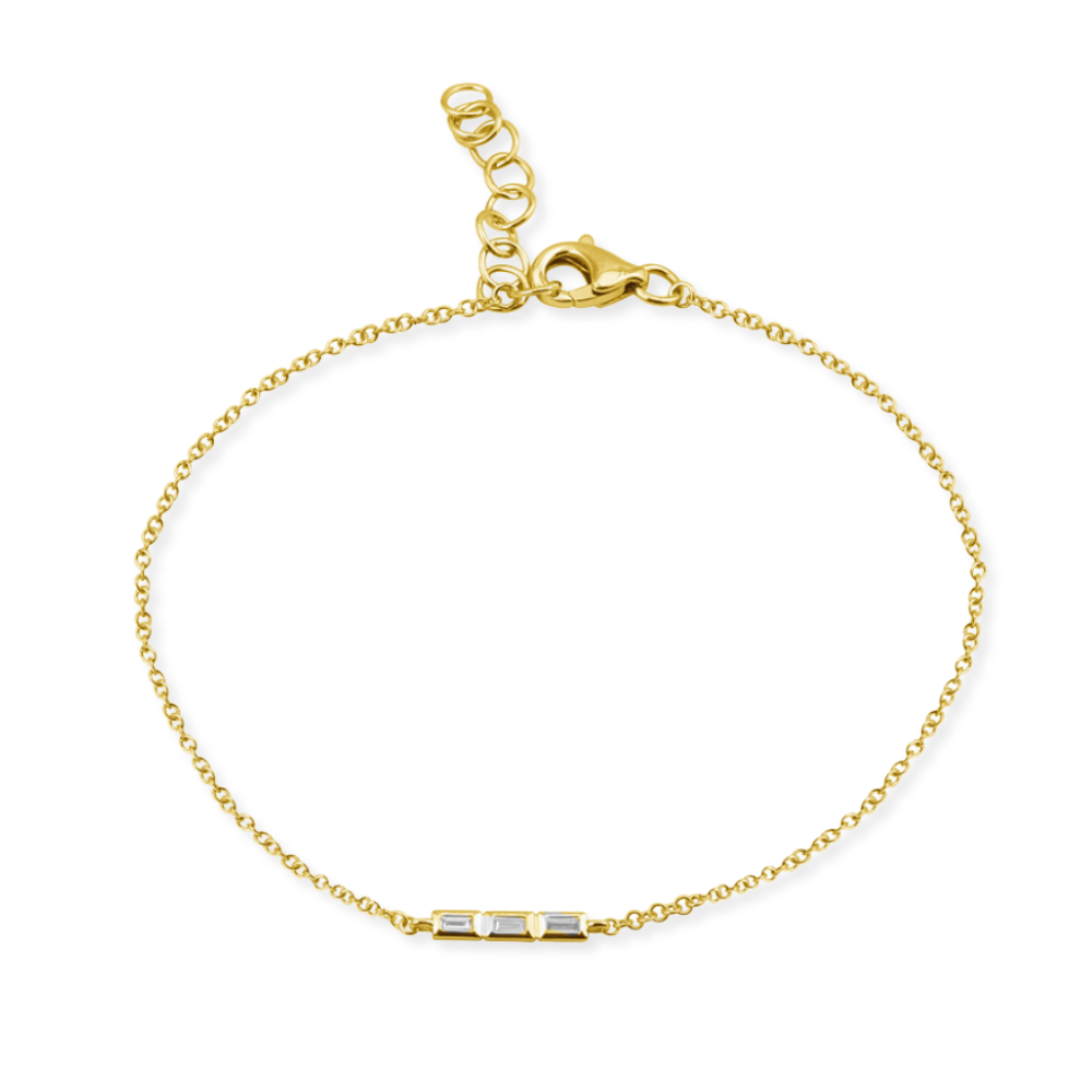 14K Triple Baguette Diamond Bezel Bracelet