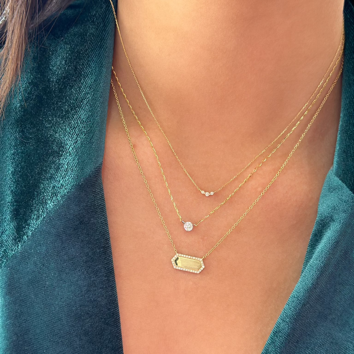 14K Triple Diamond Necklace