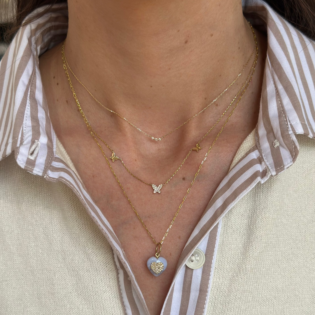 14K Triple Diamond Necklace