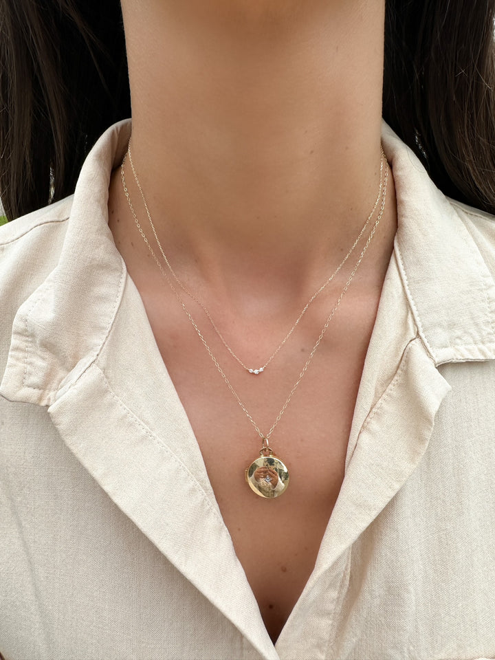 14K Triple Diamond Necklace