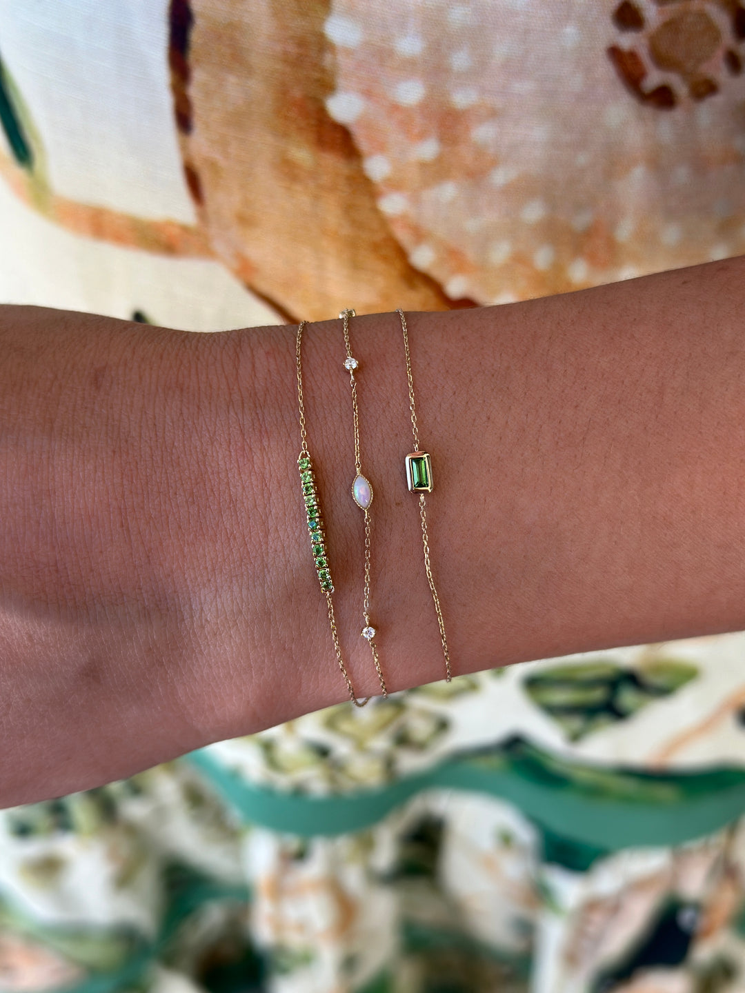 14K Tsavorite Bezel Bracelet