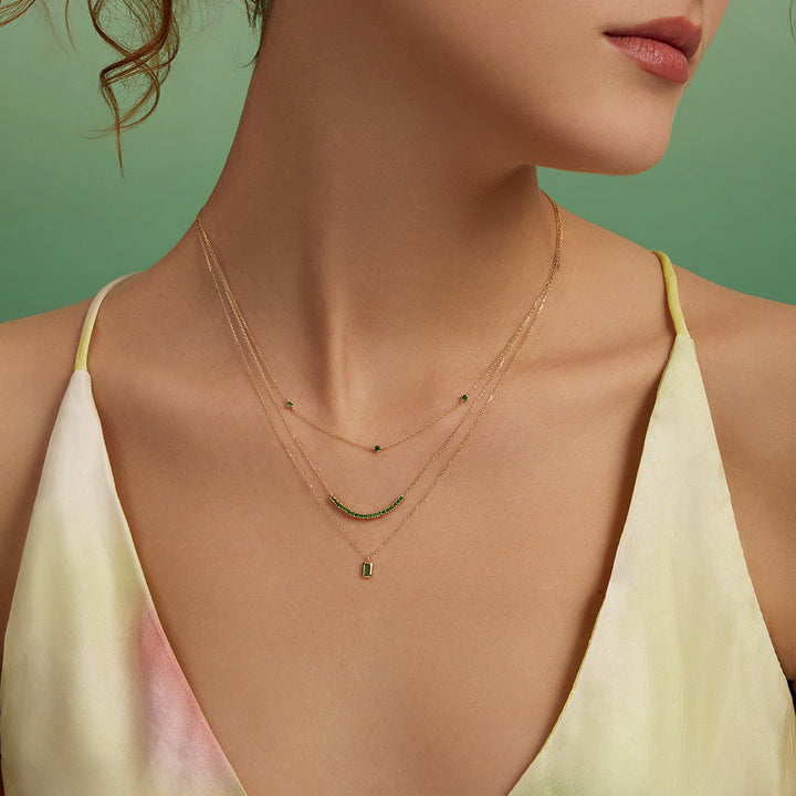 14K Tsavorite Bezel Pendant Necklace