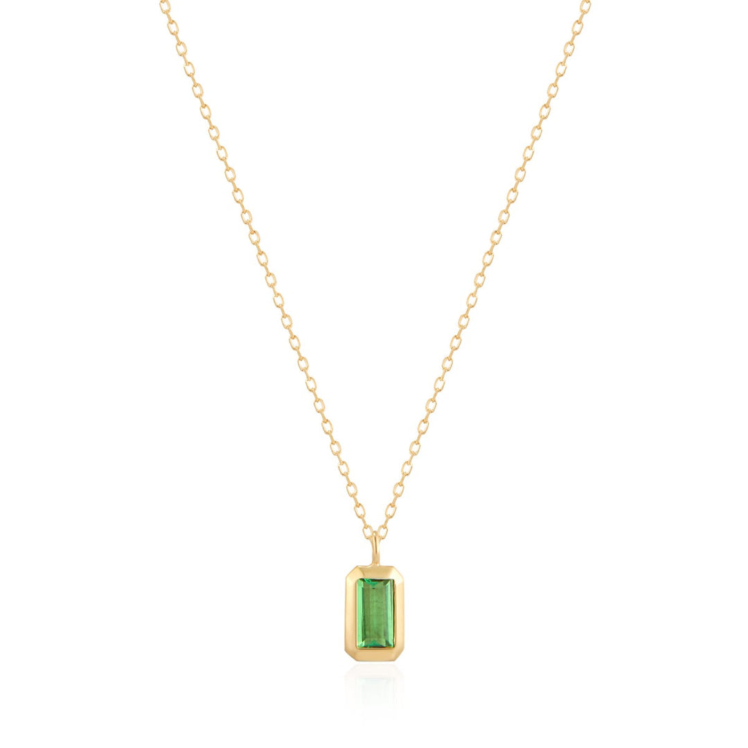14K Tsavorite Bezel Pendant Necklace