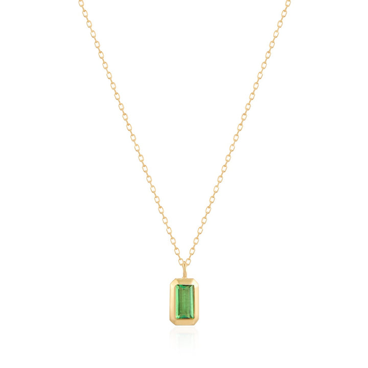 14K Tsavorite Bezel Pendant Necklace