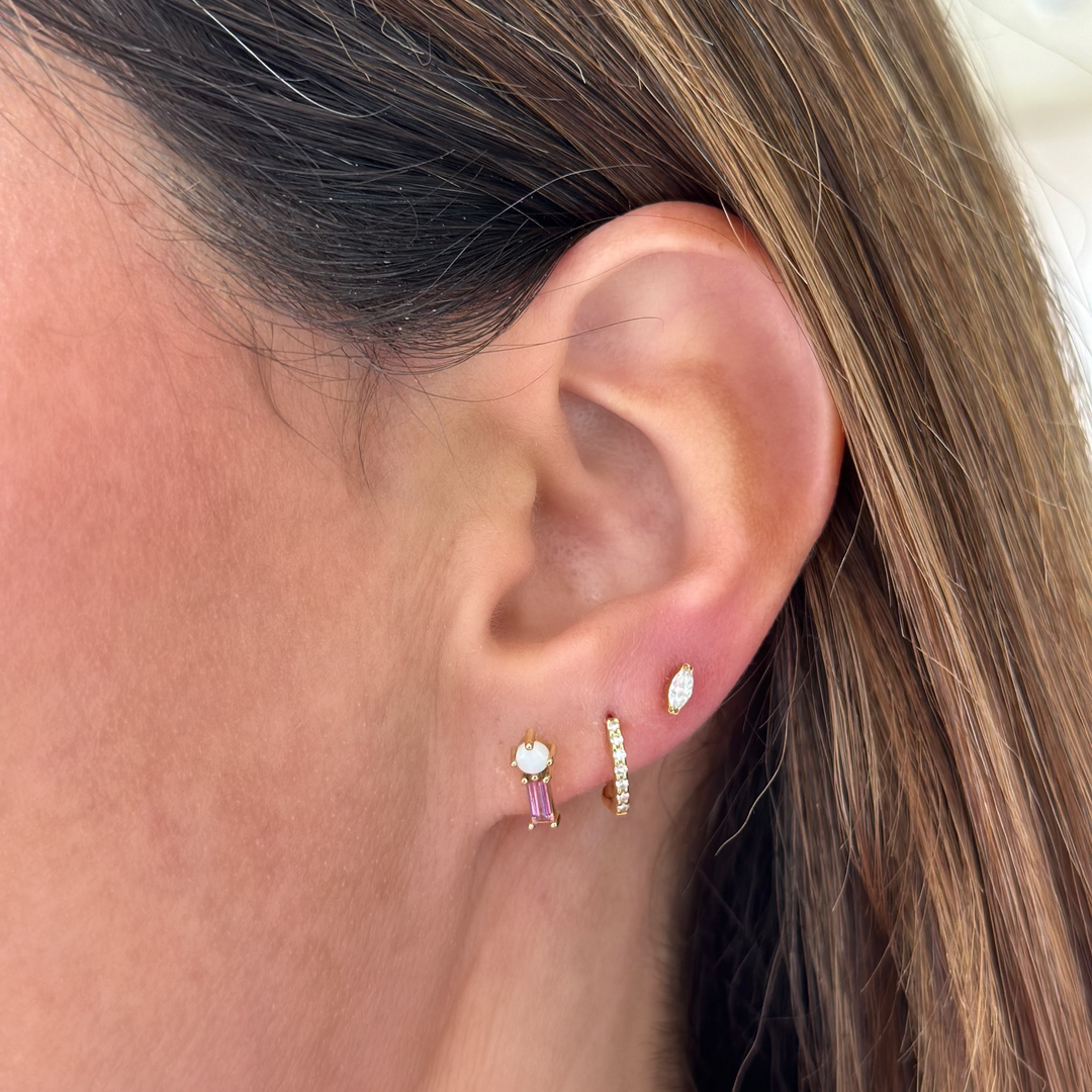 14K Two-Stone Bar Studs