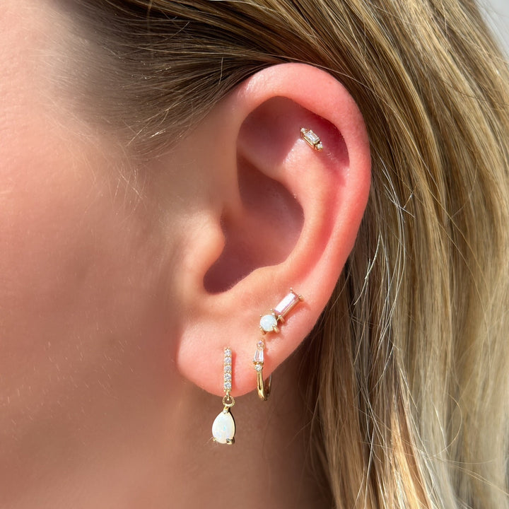 14K Two-Stone Bar Studs