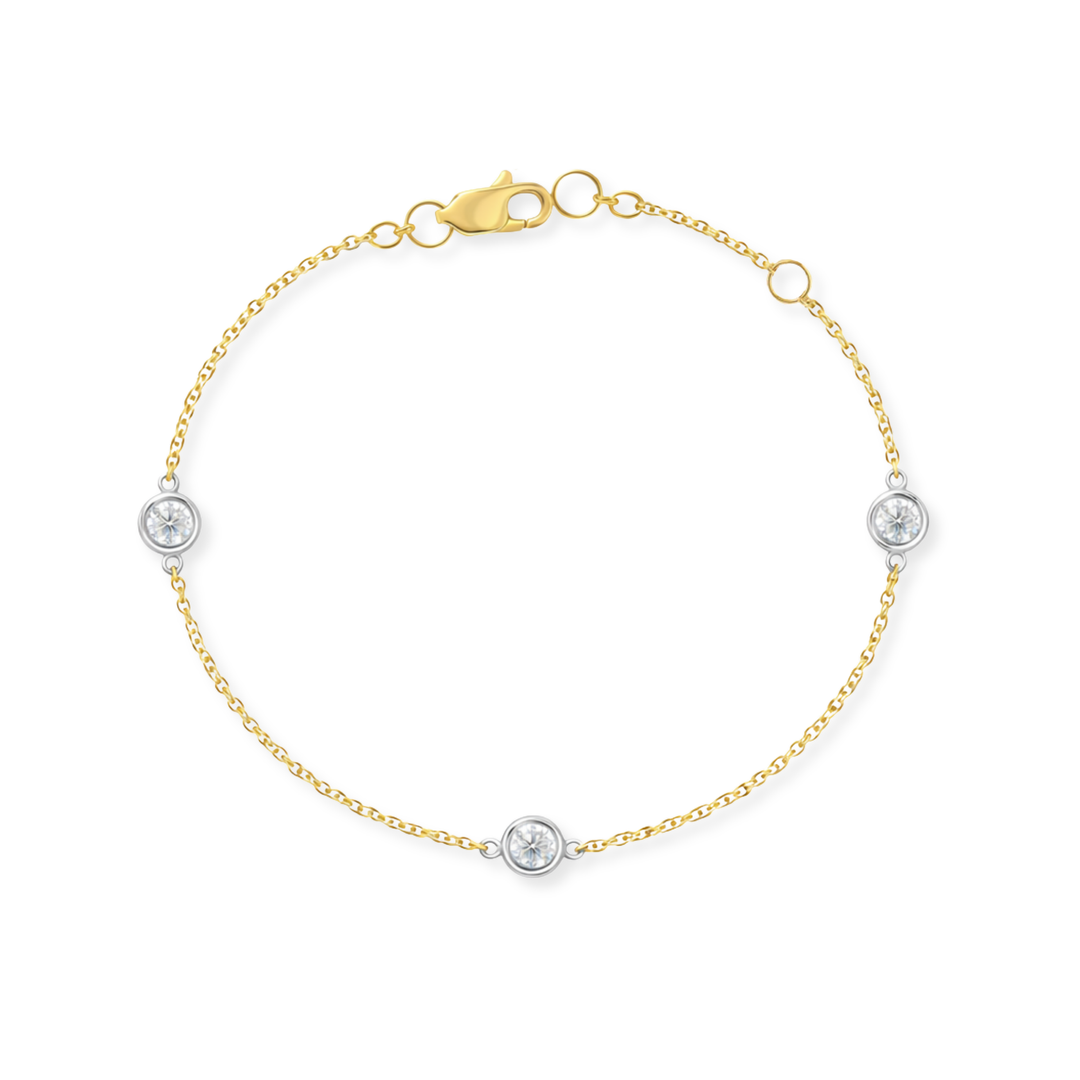 14K Two-Tone Bezel Diamond Station Bracelet-Embark Fine Jewelry