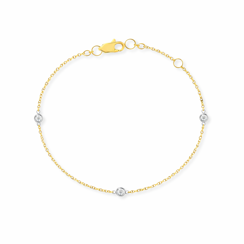 14K Two-Tone Bezel Diamond Station Bracelet