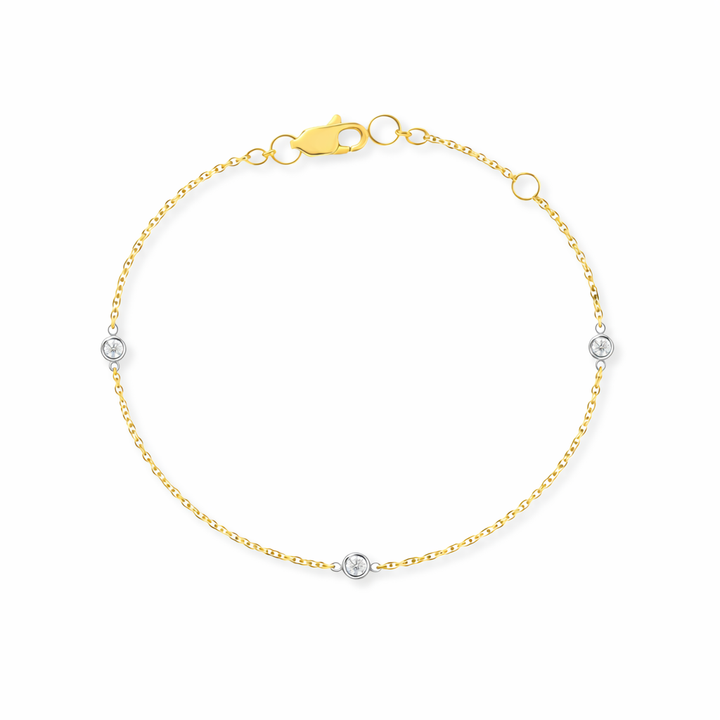 14K Two-Tone Bezel Diamond Station Bracelet