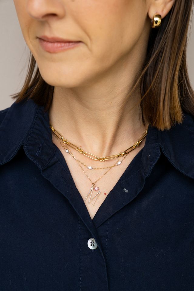 14K Two-Tone Bezel Diamond Station Necklace