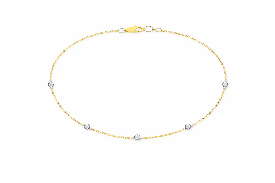 14K Two-Tone Bezel Diamond Station Necklace