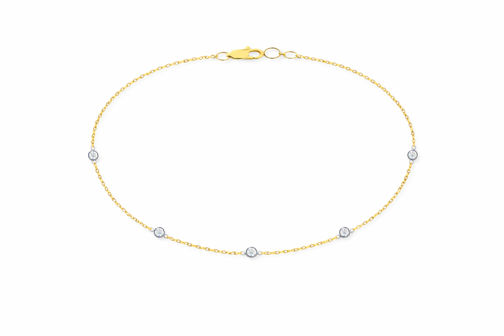 14K Two-Tone Bezel Diamond Station Necklace