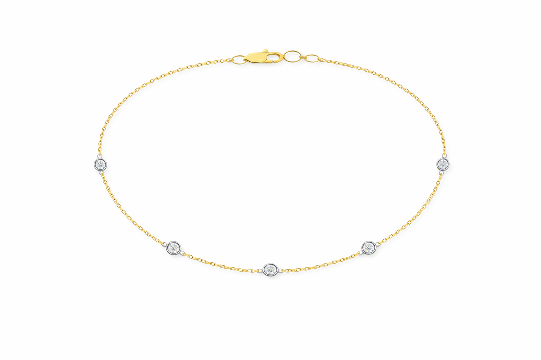 14K Two-Tone Bezel Diamond Station Necklace