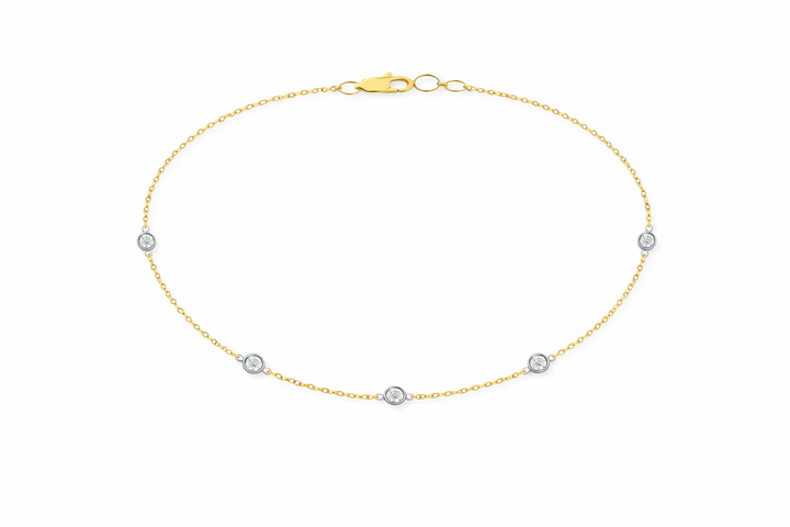 14K Two-Tone Bezel Diamond Station Necklace