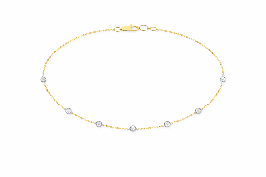 14K Two-Tone Bezel Diamond Station Necklace