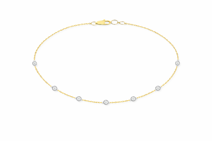 14K Two-Tone Bezel Diamond Station Necklace