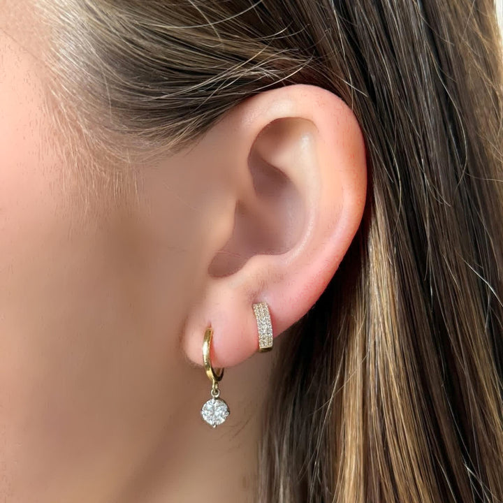 14K Two-Tone Diamond Drop Huggies-Embark Fine Jewelry
