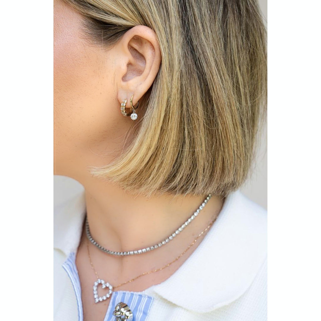 14K Two-Tone Diamond Drop Huggies-Embark Fine Jewelry