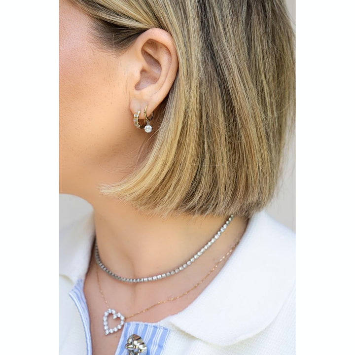 14K Two-Tone Diamond Drop Huggies-Embark Fine Jewelry