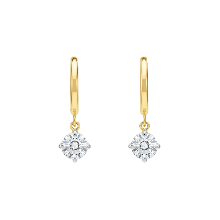 14K Two-Tone Diamond Drop Huggies