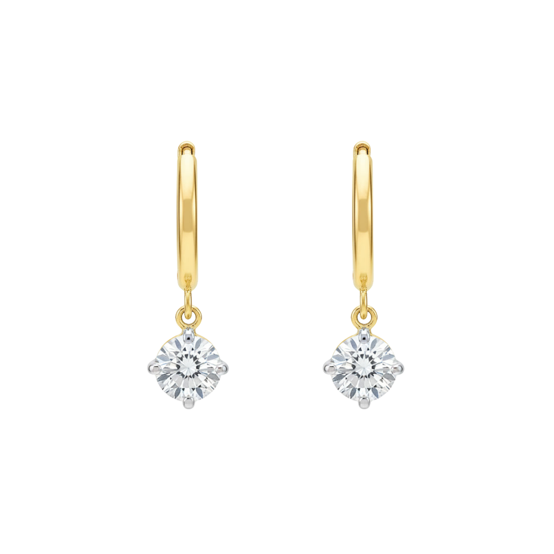 14K Two-Tone Diamond Drop Huggies-Embark Fine Jewelry