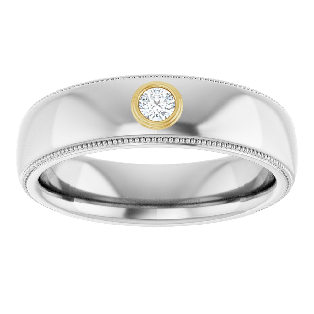 14K Two-Tone Diamond Milgrain Band