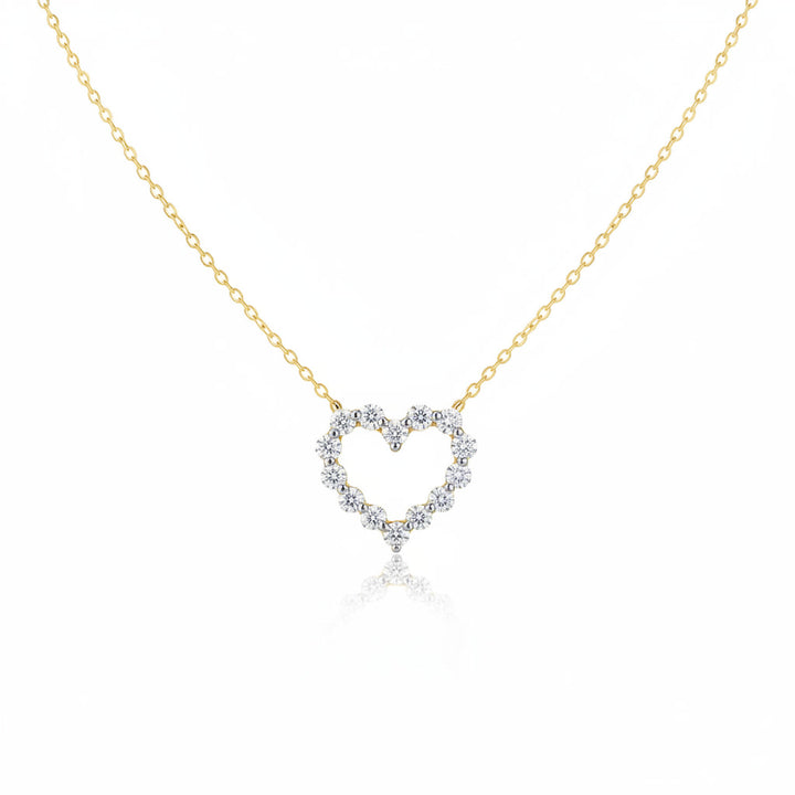 14K Two-Tone Diamond Open Heart Necklace