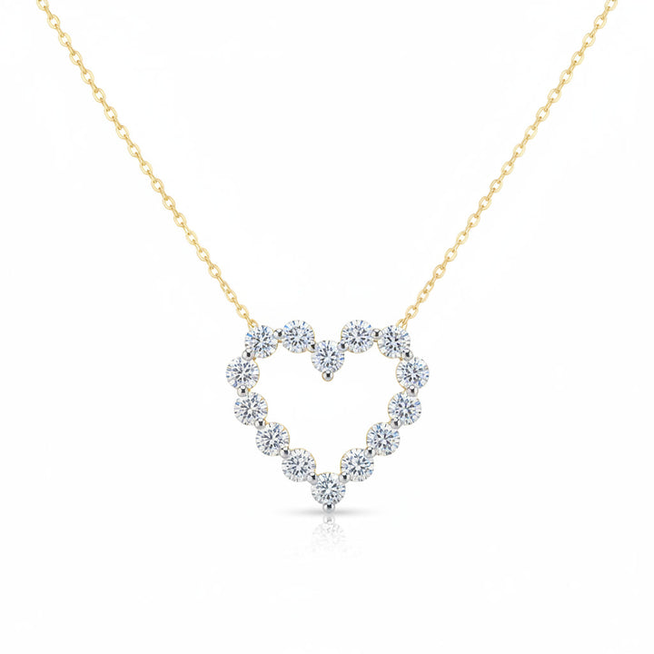 14K Two-Tone Diamond Open Heart Necklace