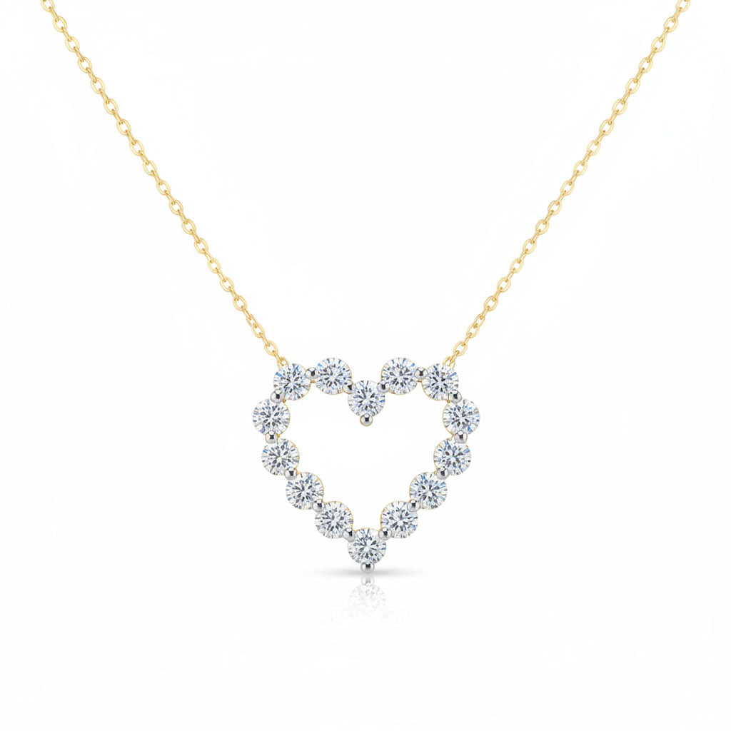 14K Two-Tone Diamond Open Heart Necklace-Embark Fine Jewelry