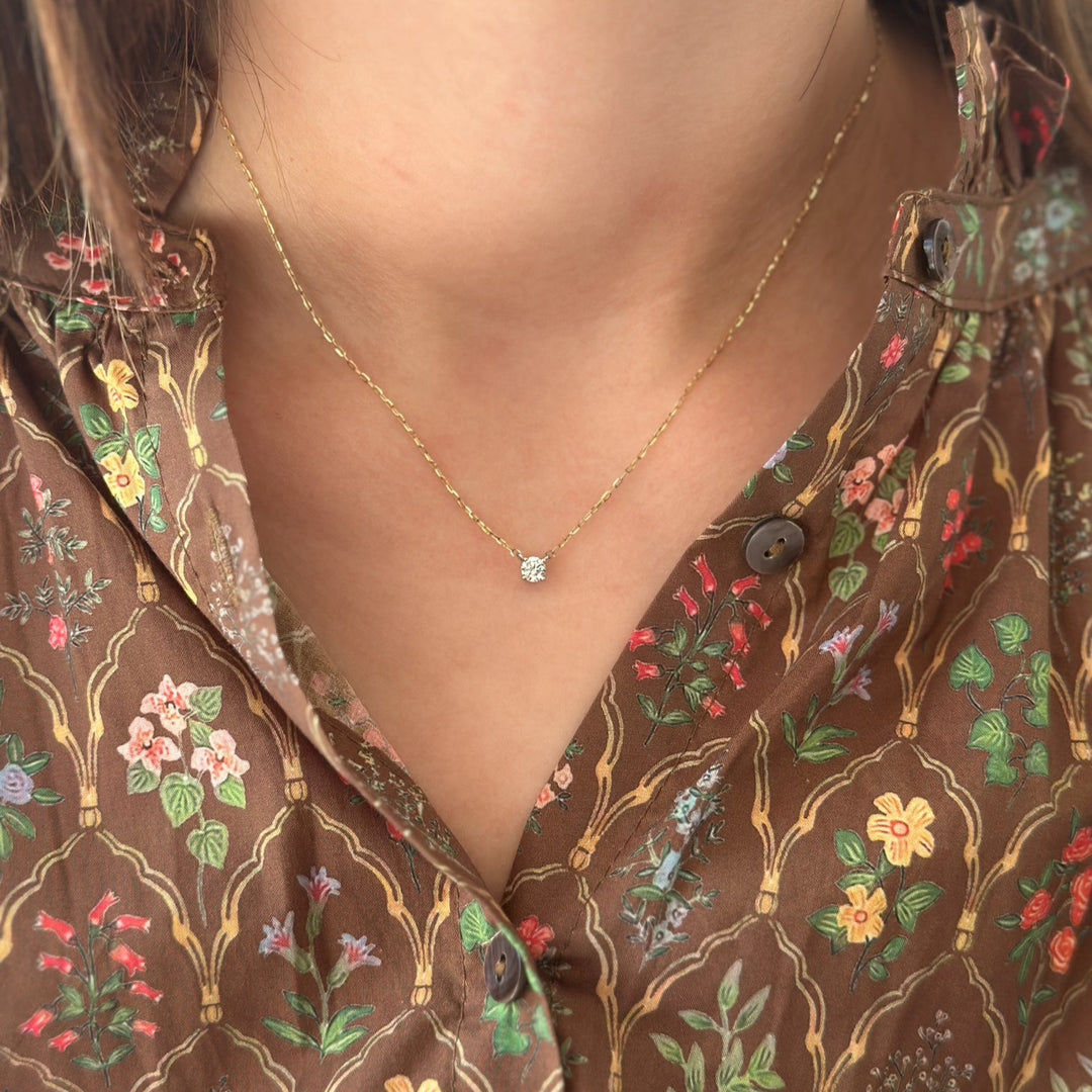 14K Two-Tone Lab Grown Diamond Solitaire Necklace-Embark Fine Jewelry