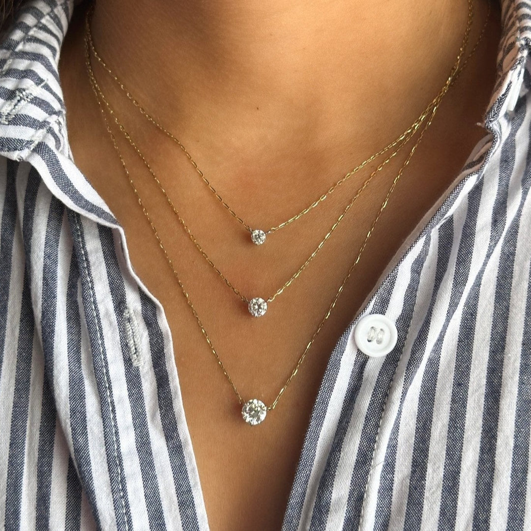 14K Two-Tone Lab Grown Diamond Solitaire Necklace