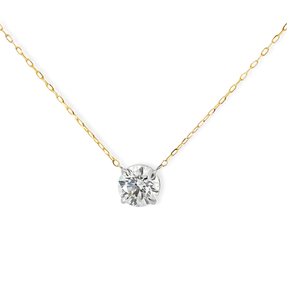 14K Two-Tone Lab Grown Diamond Solitaire Necklace-Embark Fine Jewelry