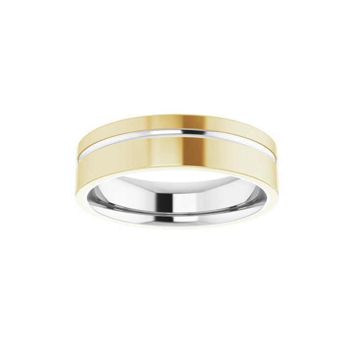 14K Two-Tone Off-Centered Groove Band-Embark Fine Jewelry