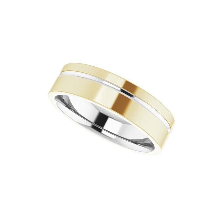 14K Two-Tone Off-Centered Groove Band-Embark Fine Jewelry