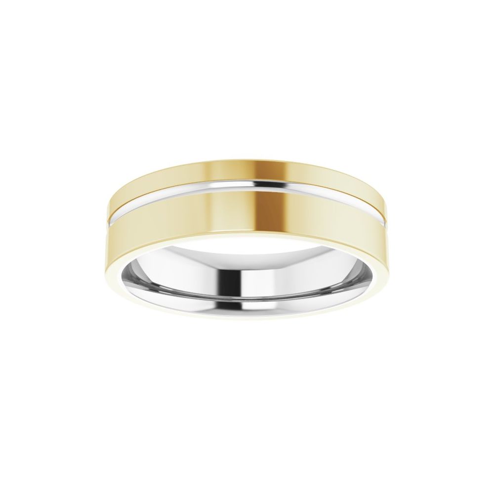 14K Two-Tone Off-Centered Groove Band