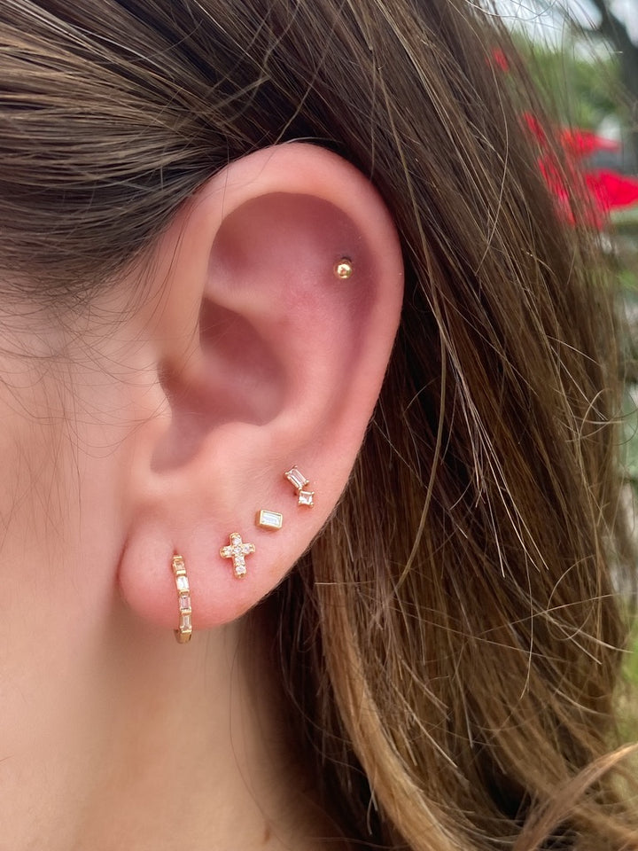 14K .06 CTW Natural Diamond Cross Studs