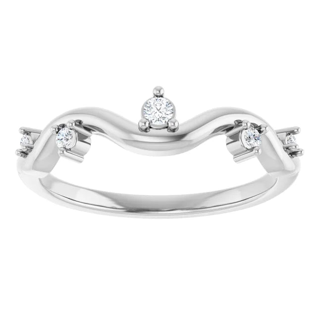 14K .07 CTW Natural Diamond Wave Ring