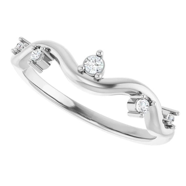 14K .07 CTW Natural Diamond Wave Ring