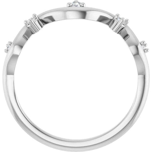14K .07 CTW Natural Diamond Wave Ring