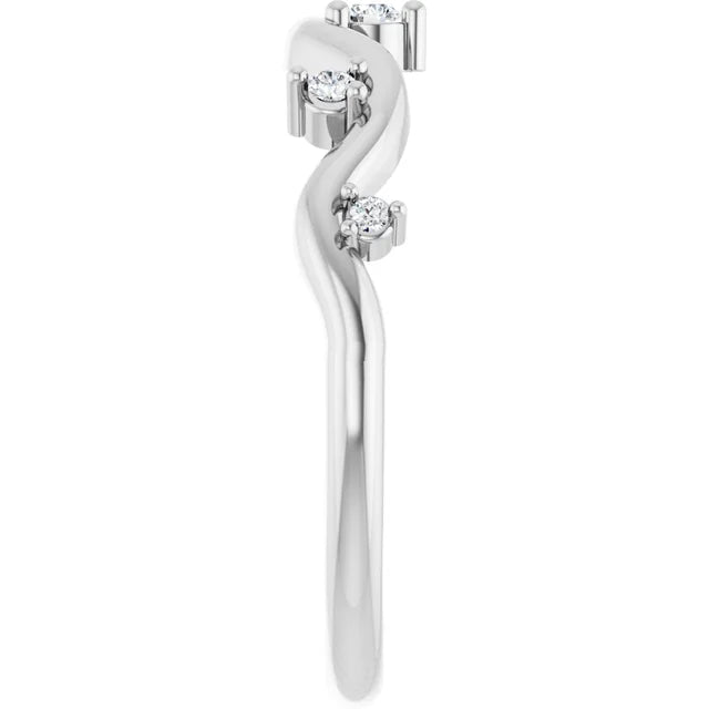 14K .07 CTW Natural Diamond Wave Ring