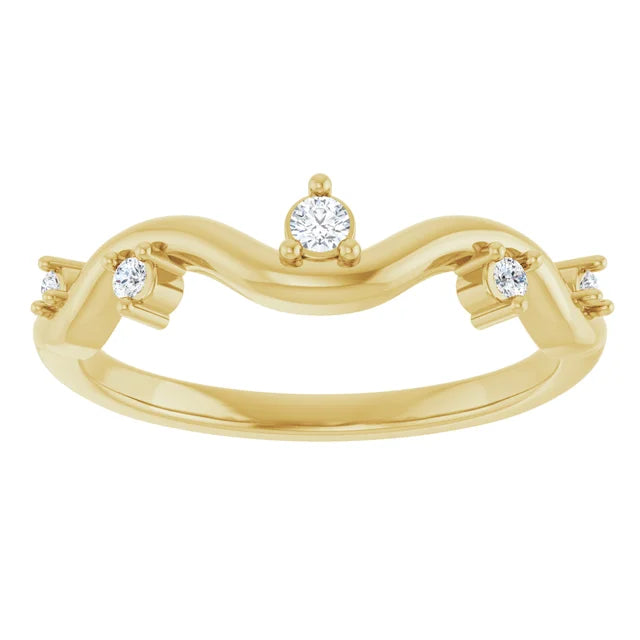 14K .07 CTW Natural Diamond Wave Ring